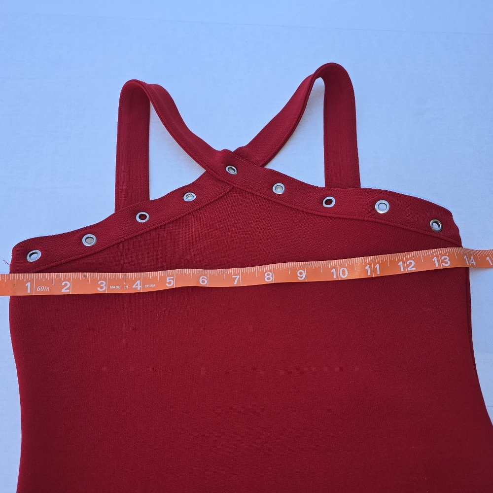 Zara Two Piece Red Bodycon Set | Strappy Bodysuit + Pencil Skirt - Picture 12 of 16